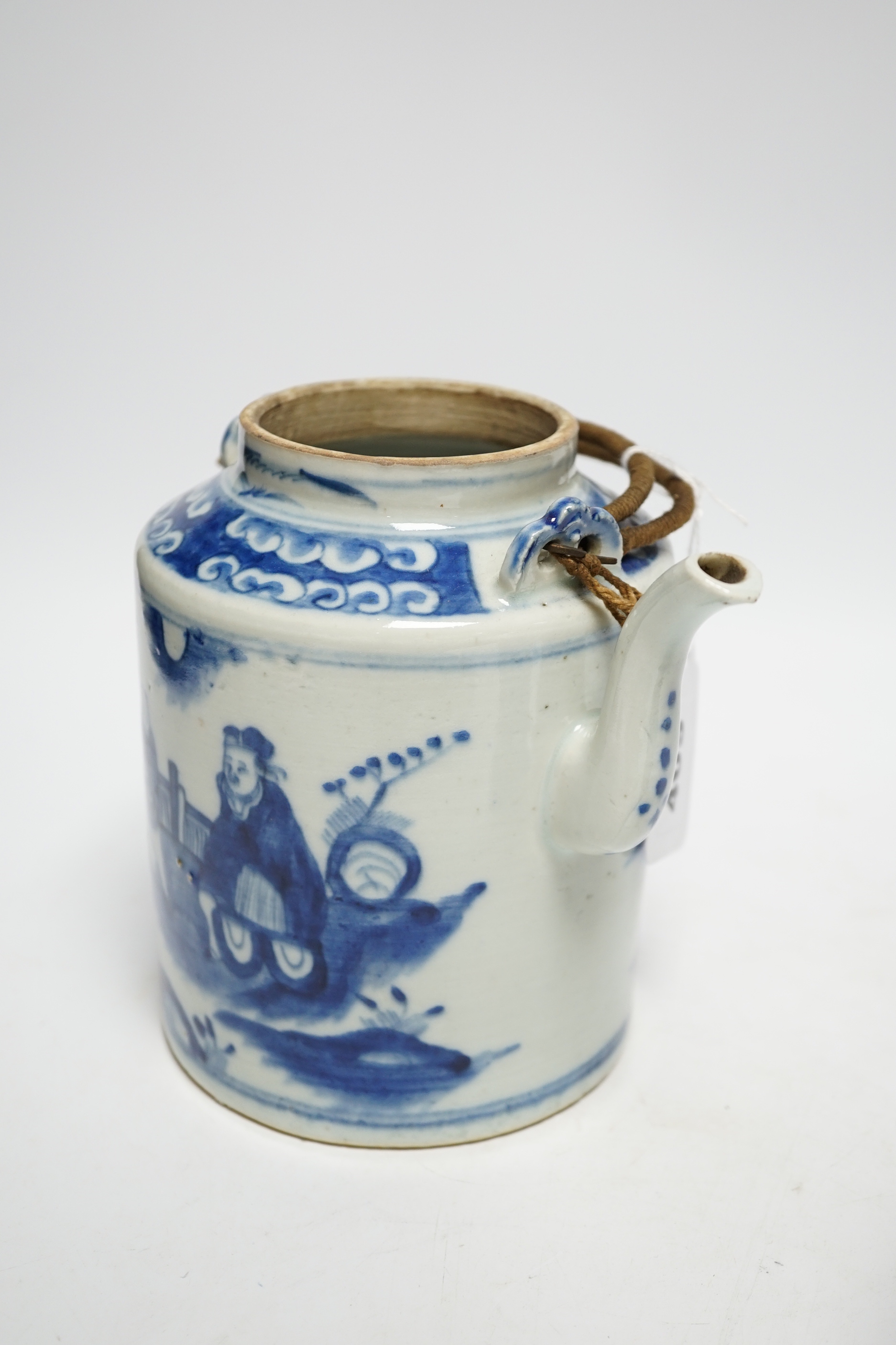 19th century Chinese blue and white porcelain comprising teapot, vase and dish, largest 18cm high